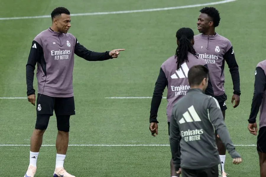 Mbappé, en el entrenamiento del sábado